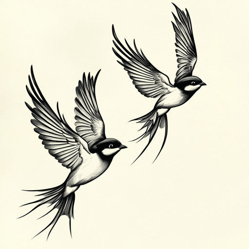 Tattoo sketch for cute couple with birds in flight