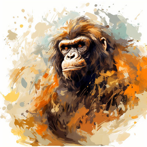 Illustration of a monkey in the style of Impressionistic Art, on white background