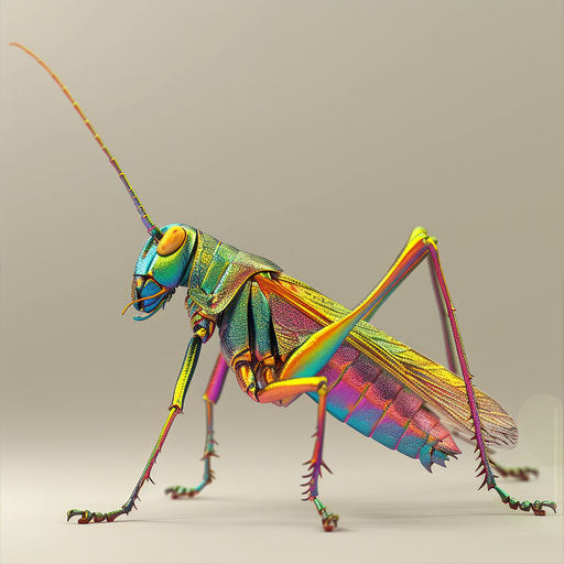 Insect clipart in photorealistic style with a flat random background, vibrant tones, and enhanced clarity