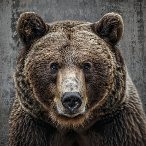 Bear face clipart with random flat background and metallic sheen