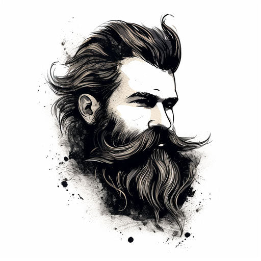 Beard illustration in the style of Chiaroscuro Art, white background