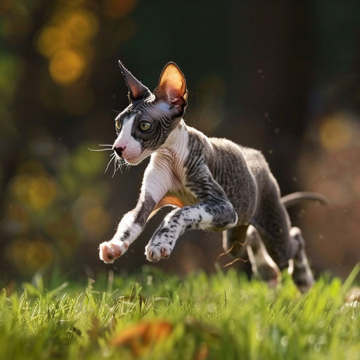 Cornish rex cat running