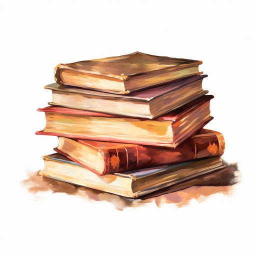 Book clipart in the style of Oil painting on white background