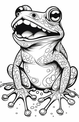 Frog with a big mouth, coloring page
