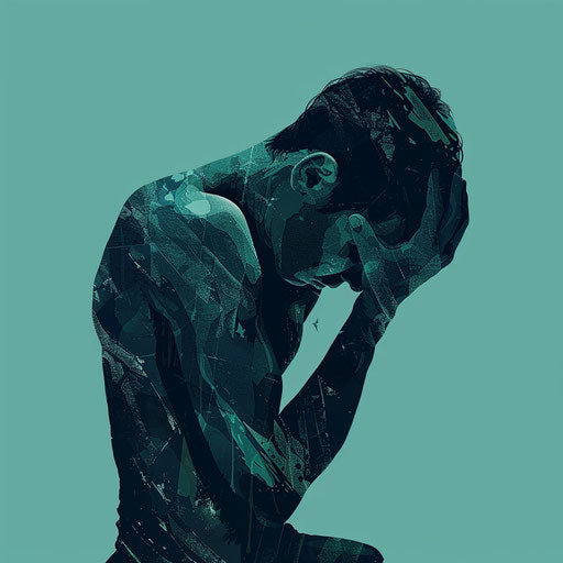 Photo realistic depression clipart with a flat teal background