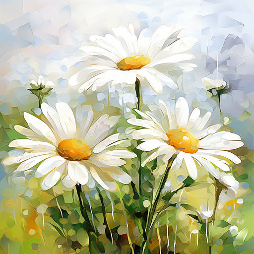 Daisy clipart in the style of Impressionistic Art, on a white background