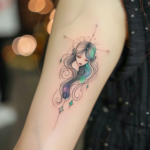 Serene Virgo constellation tattoo sketch