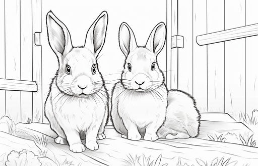 Three rabbits on a farm