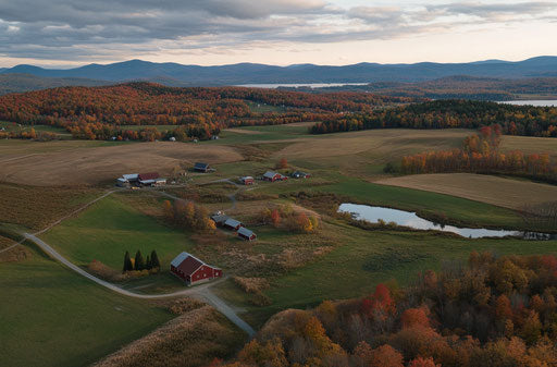 The most beautiful farm in Vermont with red barns and houses