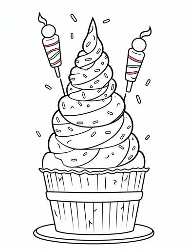 Sweet Birthday Printable Coloring Page with an Ice Cream Cone