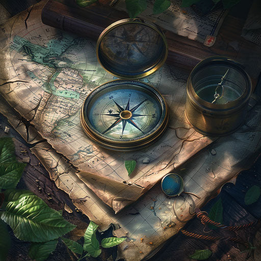 Compass and old map for wanderlust souls