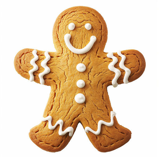 Photo realistic gingerbread man clipart with flat white background