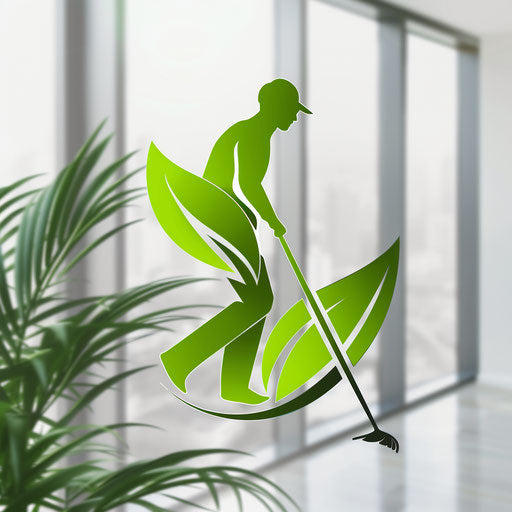 Green and silver cleaning company logo on modern background