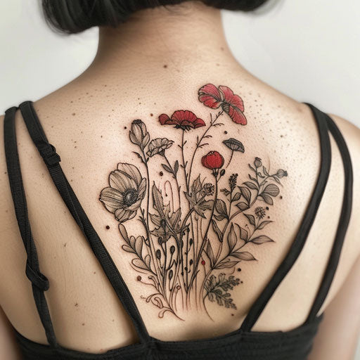 Dreamy illustration of a garden of talking flowers from Alice in Wonderland