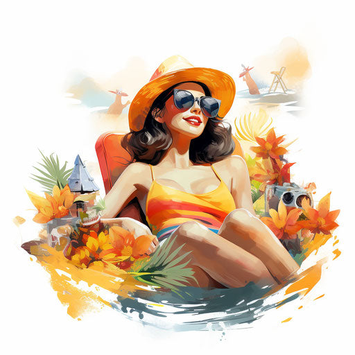 Summer fun illustration in the style of Chiaroscuro Art