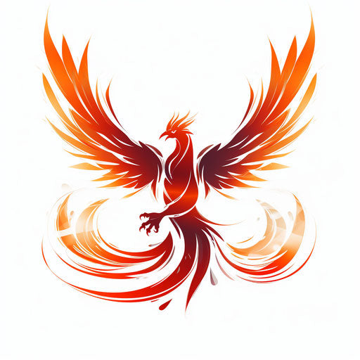 Minimalist style phoenix illustration on white background