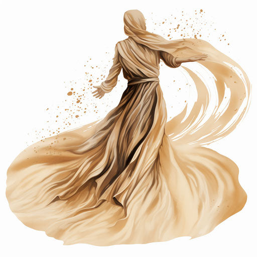 Sand artwork in the style of Chiaroscuro Art, on white backdrop