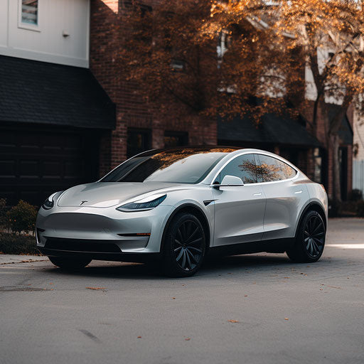 Silver car from Tesla