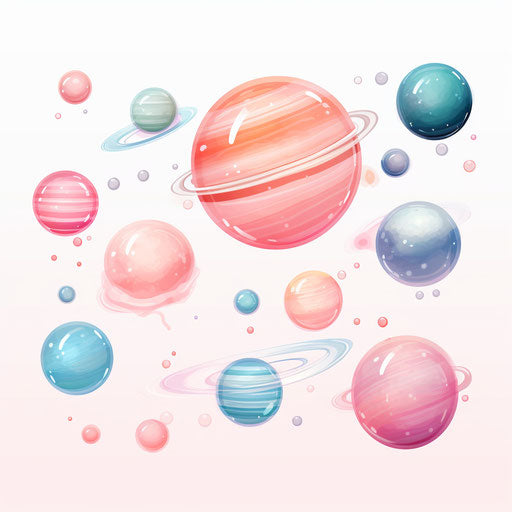 Planet clipart in the style of Pastel Colors Art