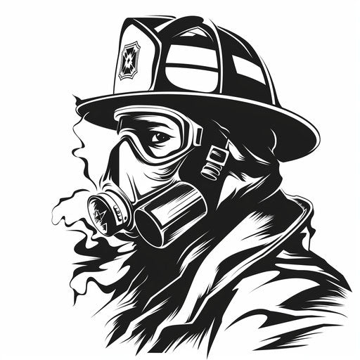 Modern minimalist tattoo sketch of a firefighter