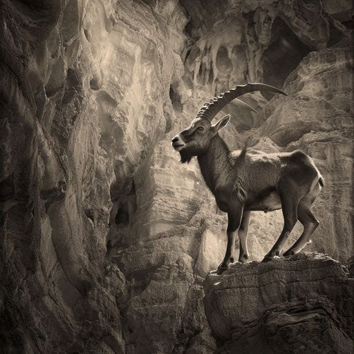 Ibex in the midst of ancient rock formations