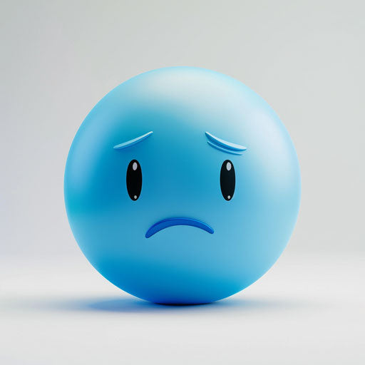 Emoticon of a sad blue ball