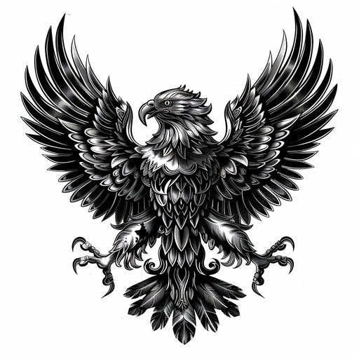 Flat tattoo sketch of Russian eagle, simplistic clipart style