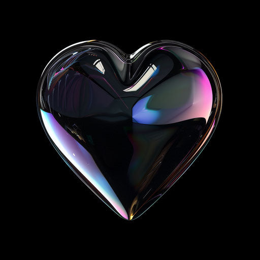 Black heart-shaped graphic symbol with transparent background