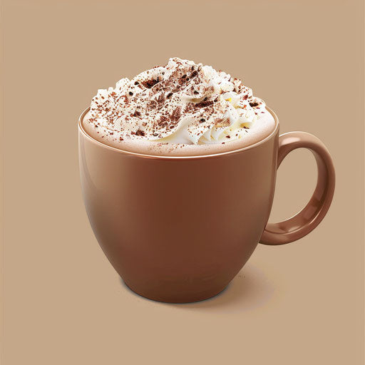 Realistic hot cocoa illustration on flat beige background
