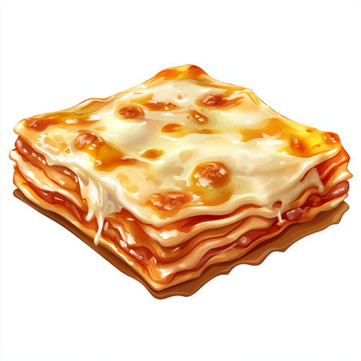 Realistic illustration of a lasagna, high resolution, no background, isolated