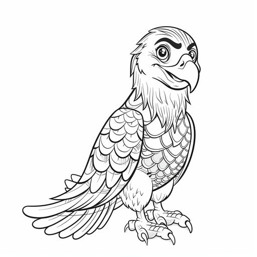 A cute eagle with a smiling face and simple details