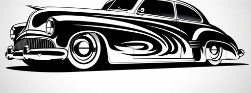 Car stickers: black and white drawings, luxurious