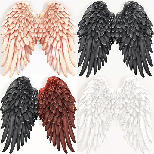 Angel wings clipart in a realistic style on white background