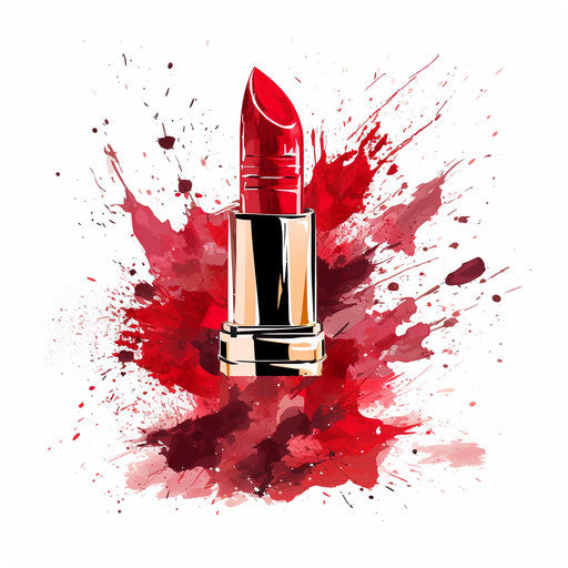 Lipstick illustration in the style of Impressionistic Art, on white background