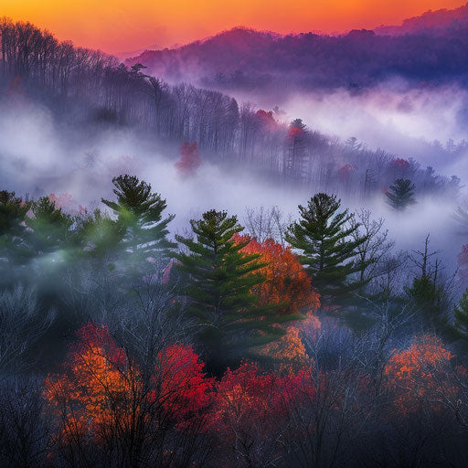 Great Smoky Mountain National Park, sunrise, vivid colors