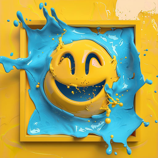 Melting smiling emoticon in vintage frame