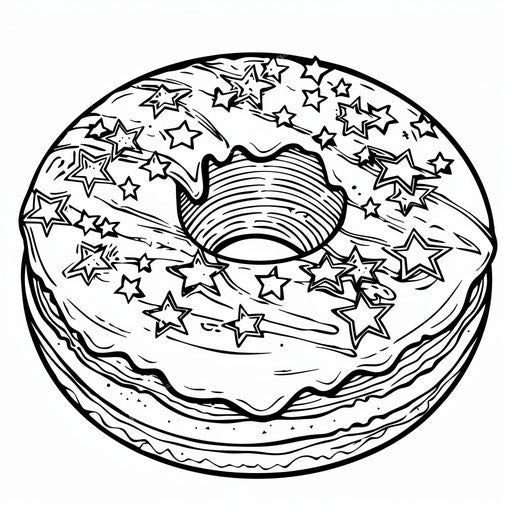 A donut decorated with stars and stripes for a festive look.