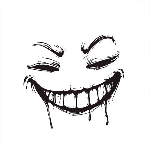 Half-smiling, half-frowning tattoo sketch