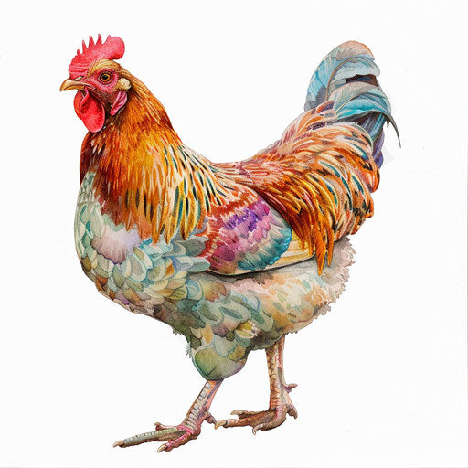 Realistic chicken clipart on flat white background