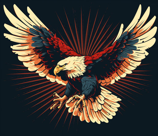 Eagle in motion with wings spread