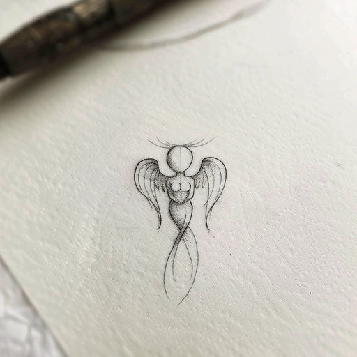 Minimalist guardian angel tattoo concept
