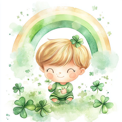 St. Patrick's Day baby, cute chibi-style
