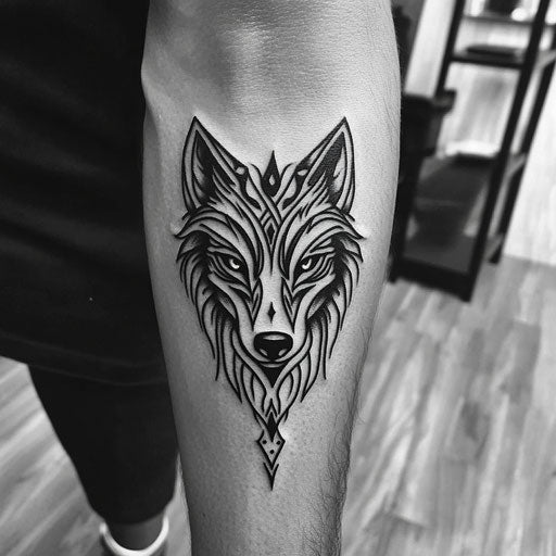 Vivid Tribal Wolf Tattoo Tattoo Vector Art
