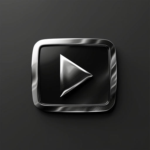 Stylish logo for YouTuber with silver play button on black background, highlighting luxury