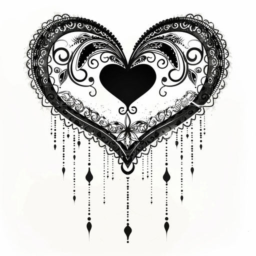Black heart with delicate lace