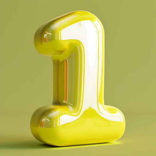 Number 1 in a realistic style on a chartreuse background
