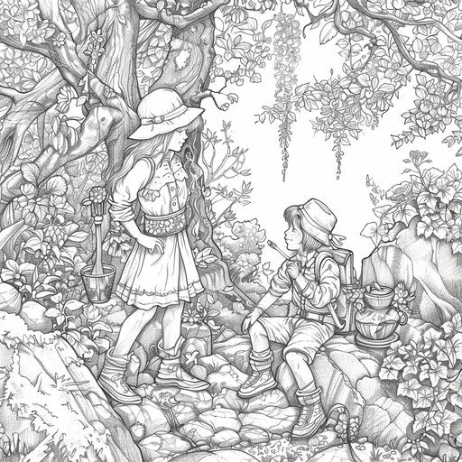 Adventure of youths in a whimsical forest