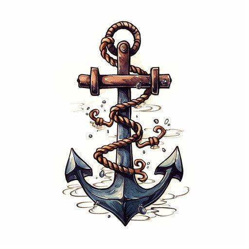 Anchor clipart in the style of Chiaroscuro Art, on a white background
