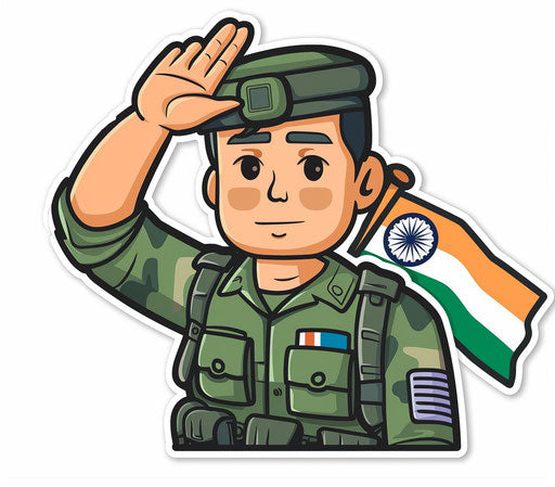 Indian soldier saluting with Indian flag in uniform