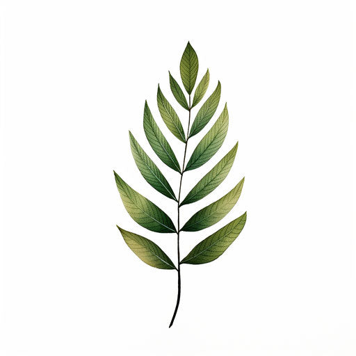 Minimalist style leaf illustration, on white background